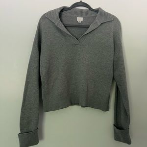 Knit gray collared sweater
